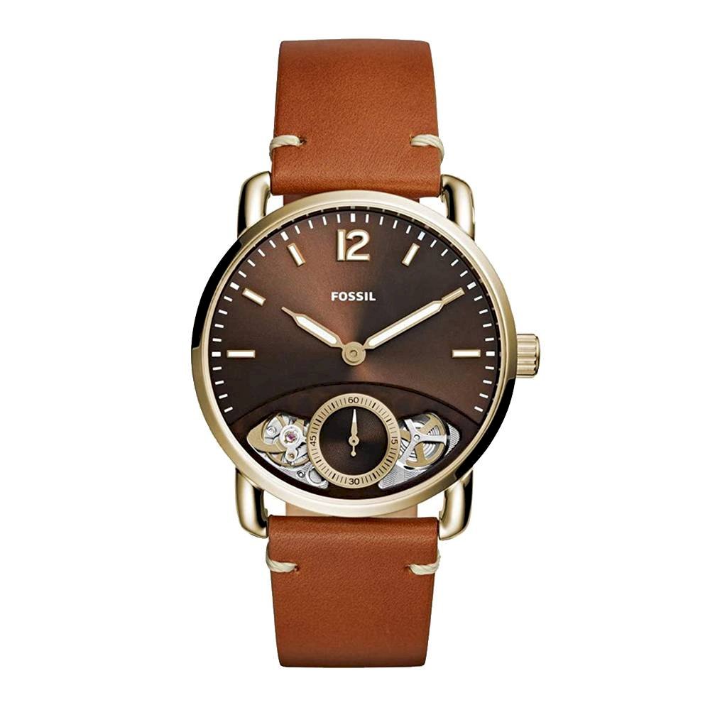 Fossil The Commuter Twist Black Dial Brown Leather Strap Watch for Men - ME1166