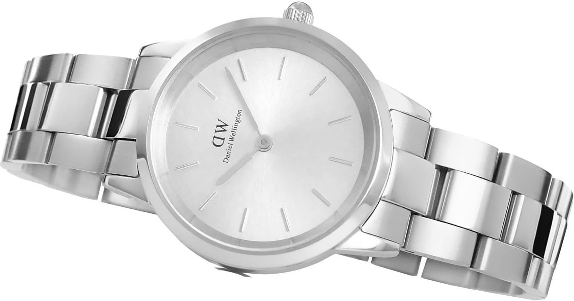 Daniel Wellington Iconic Link White Dial Silver Steel Strap Watch For Women - DW00100205