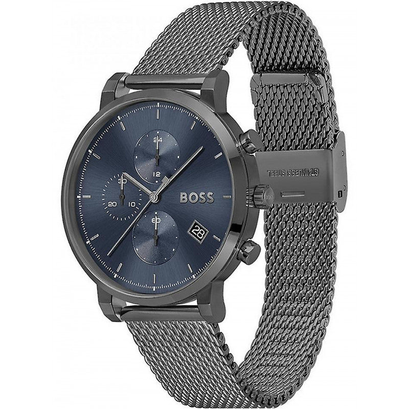 Hugo Boss Skymaster Chronograph Grey Dial Grey Mesh Bracelet Watch for Men - 1513934