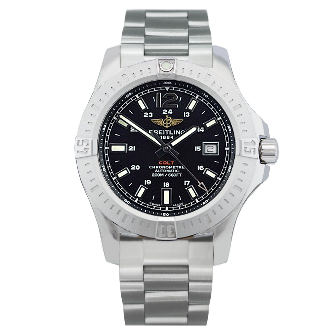 Breitling Colt Automatic 44mm Black Dial Stainless Steel Mens Watch - A1738811/BD44/173A