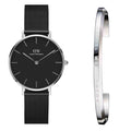 Daniel Wellington Petite Ashfield Black Dial Black Mesh Strap Watch For Women - DW00100202