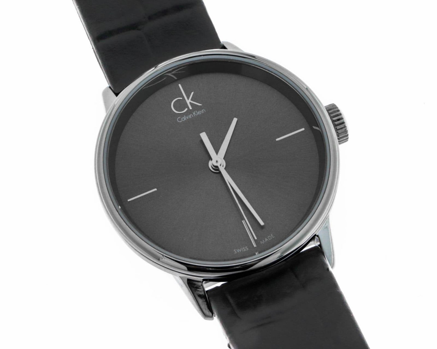 Calvin Klein Accent Black Dial Black Leather Strap Watch for Women - K2Y2Y1C3