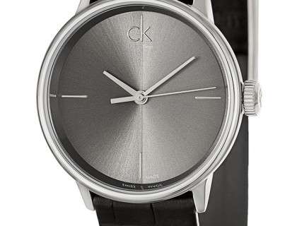 Calvin Klein Accent Black Dial Black Leather Strap Watch for Women - K2Y2Y1C3