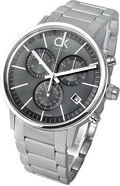 Calvin Klein Post Minimal Chronograph Black Dial Silver Steel Strap Watch for Men - K7627161