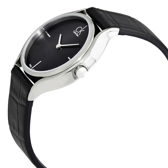 Calvin Klein Skirt Black Dial Black Leather Strap Watch for Women - K2U231C1