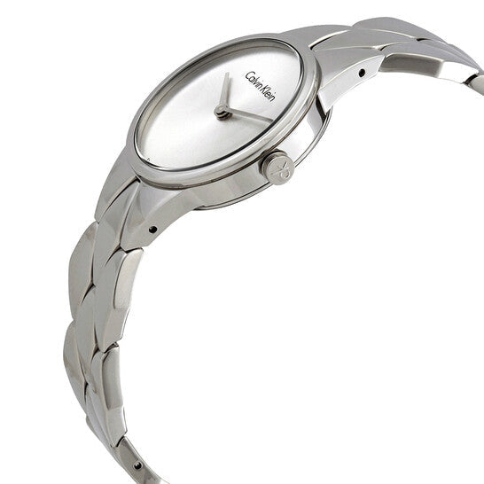 Calvin Klein Snake Silver Dial Silver Steel Strap Watch For Women - K6E23146