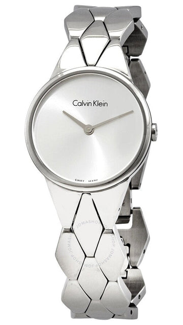 Calvin Klein Snake Silver Dial Silver Steel Strap Watch For Women - K6E23146