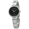 Calvin Klein Wavy Black Dial Silver Steel Strap Watch for Women - K9U23141