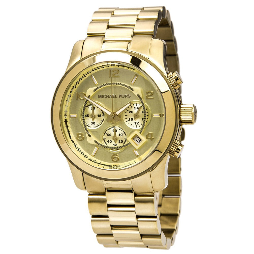 Michael Kors Runway Gold Dial Gold Steel Strap Watch for Men - MK8077