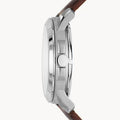 Fossil Grant Automatic White Dial Brown Leather Strap Watch for Men - ME3027