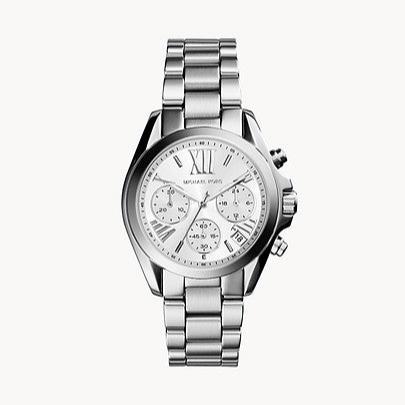 Michael Kors Bradshaw Chronograph Silver Dial Silver Steel Strap Watch for Women - MK6174