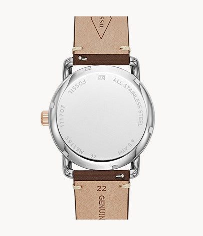 Fossil The Commuter Twist Black Dial Brown Leather Strap Watch for Men - ME1165