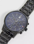 Tommy Hilfiger Kyle Quartz Blue Dial Black Steel Strap Watch for Men - 1791633