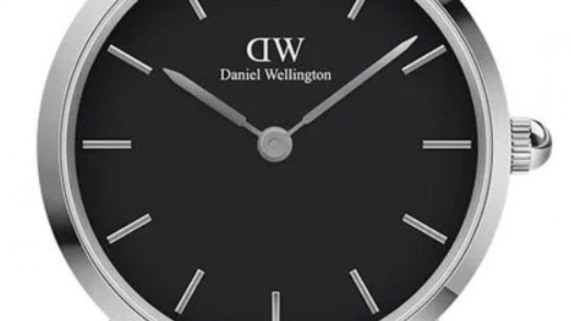 Daniel Wellington Iconic Link Black Dial Silver Steel Strap Watch For Women - DW00100208