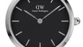 Daniel Wellington Iconic Link Black Dial Silver Steel Strap Watch For Women - DW00100208