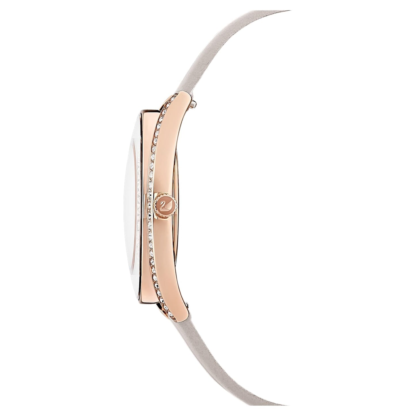 Swarovski Crystalline Aura Silver Dial Beige Leather Strap Watch for Women - 5519450