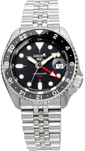 Seiko 5 Sports Automatic GMT Black Dial Silver Steel Strap Watch For Men - SSK001K1