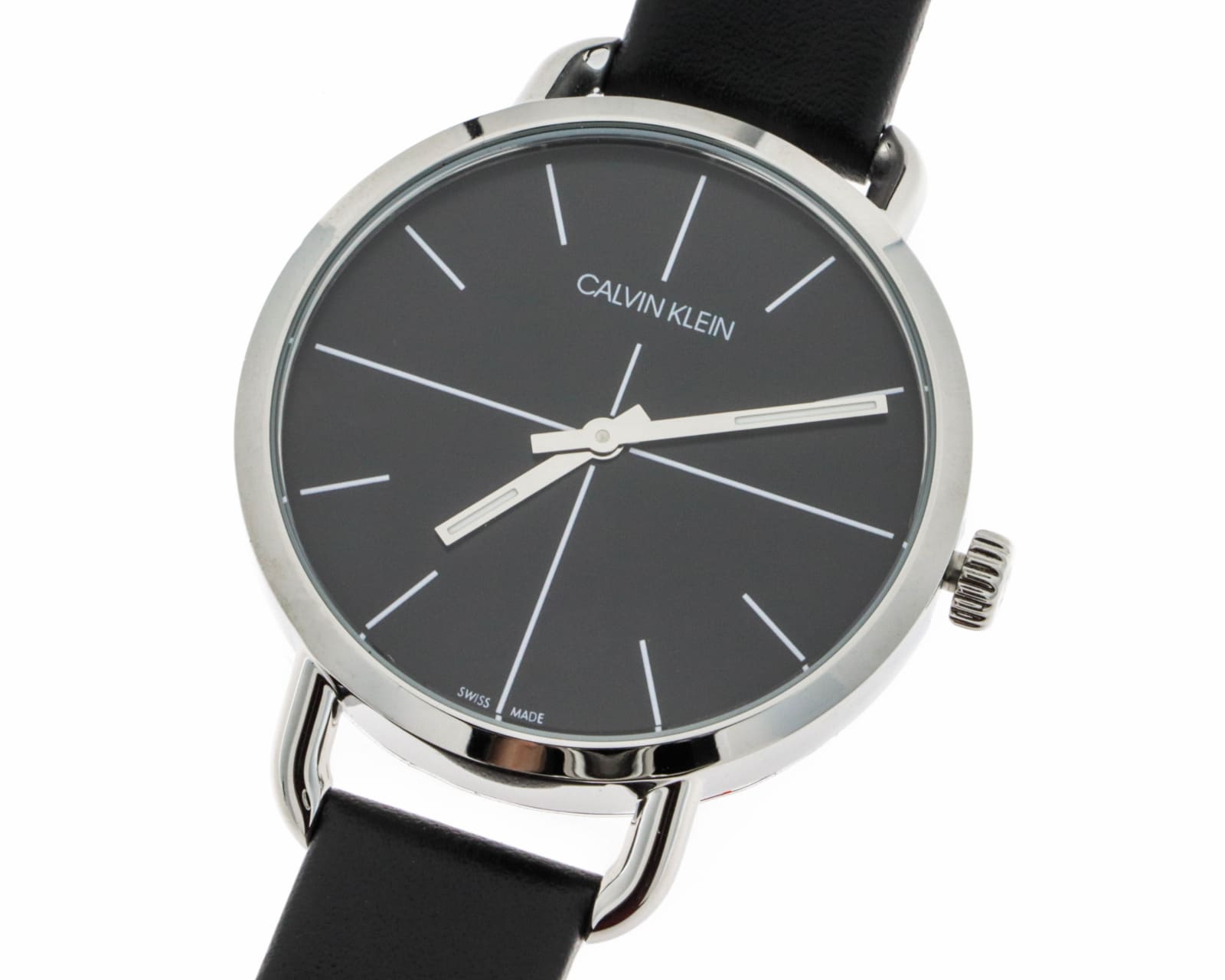 Calvin Klein Even Black Dial Black Leather Strap Watch for Women - K7B231CZ
