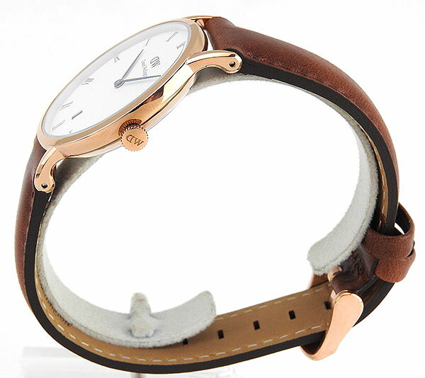 Daniel Wellington Dapper St Mawes White Dial Brown Leather Strap Watch For Women - DW00100091