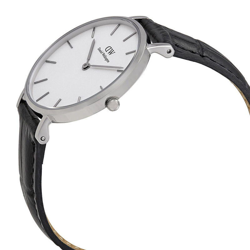 Daniel Wellington Classic Petite Reading White Dial Black Leather Strap Watch For Women - DW00100185