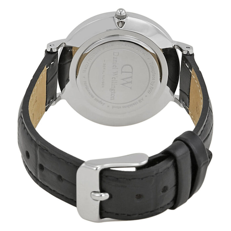 Daniel Wellington Classic Petite Reading White Dial Black Leather Strap Watch For Women - DW00100185