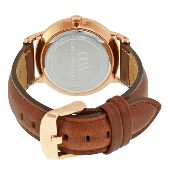 Daniel Wellington Dapper St Mawes White Dial Brown Leather Strap Watch For Women - DW00100091