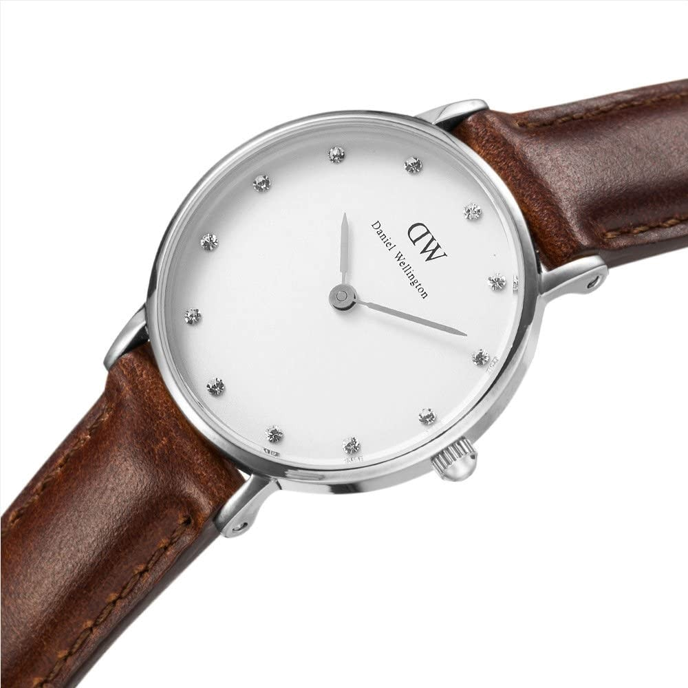 Daniel Wellington Classy St Mawes White Dial Brown Leather Strap Watch For Women - DW00100067
