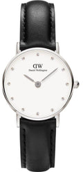 Daniel Wellington Classy Sheffield White Dial Black Leather Strap Watch For Women - DW00100068