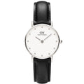 Daniel Wellington Classy Sheffield White Dial Black Leather Strap Watch For Women - DW00100068
