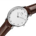 Daniel Wellington Classy Bristol White Dial Brown Leather Strap Watch For Women - DW00100070