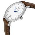 Daniel Wellington Dapper Bristol White Dial Brown Leather Strap Watch For Women - DW00100098