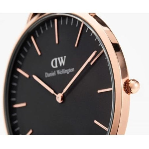 Daniel Wellington Classic Sheffield Black Dial Black Leather Strap Watch For Men - DW00100127