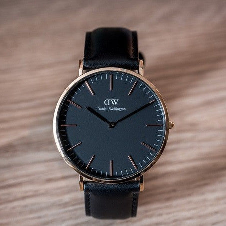 Daniel Wellington Classic Sheffield Black Dial Black Leather Strap Watch For Men - DW00100127
