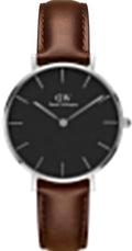 Daniel Wellington Classic Petite Bristol Black Dial Brown Leather Strap Watch For Women - DW00100177