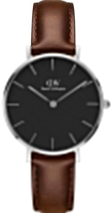 Daniel Wellington Classic Petite Bristol Black Dial Brown Leather Strap Watch For Women - DW00100177