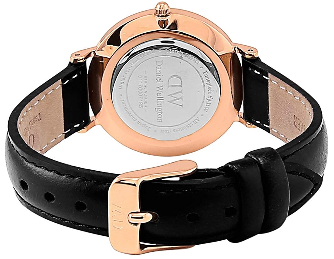 Daniel Wellington Classic Petite Sheffield Black Dial Black Leather Strap Watch For Women - DW00100224