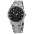 Daniel Wellington Iconic Link Black Dial Silver Steel Strap Watch for Women - DW00100204