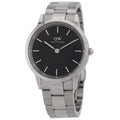Daniel Wellington Iconic Link Black Dial Silver Steel Strap Watch For Women - DW00100208