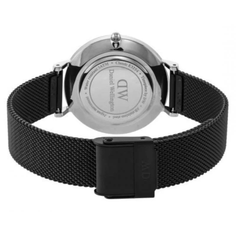 Daniel Wellington Petite Ashfield Black Dial Black Mesh Strap Watch For Women - DW00100202