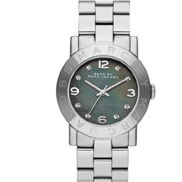 Marc Jacobs Amy Analog Mother of Pearl Grey Dial Silver Steel Strap Watch for Women - MBM8608