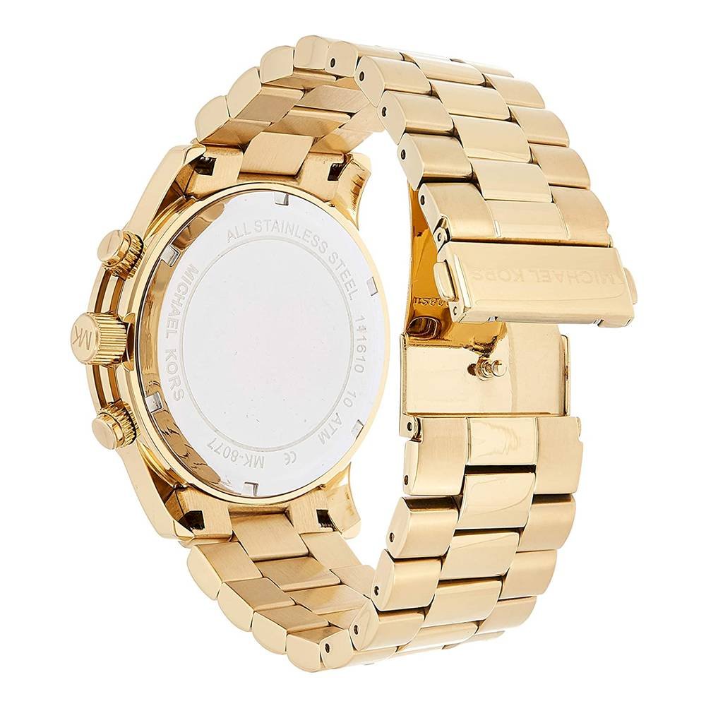 Michael Kors Runway Gold Dial Gold Steel Strap Watch for Men - MK8077