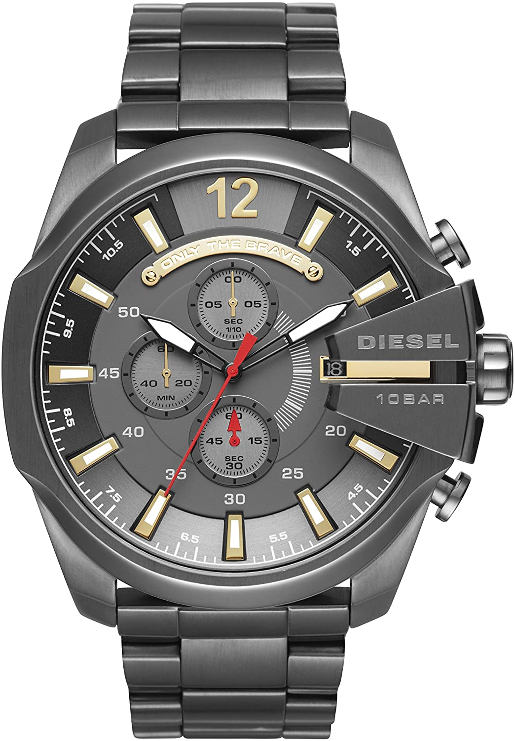Diesel Mega Chief Chronograph Grey Dial Grey Steel Strap Watch For Men - DZ4421