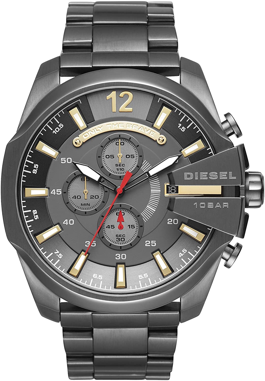 Diesel Mega Chief Chronograph Grey Dial Grey Steel Strap Watch For Men - DZ4421