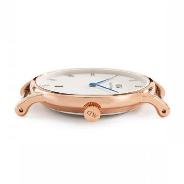 Daniel Wellington Dapper St Mawes White Dial Brown Leather Strap Watch For Women - DW00100091