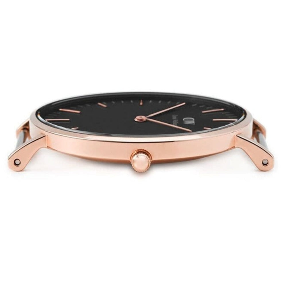 Daniel Wellington Classic Petite Reading Black Dial Black Leather Strap Watch For Women - DW00100223