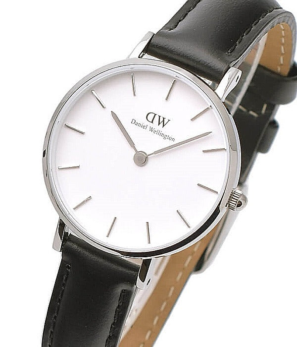Daniel Wellington Classic Petite Sheffield White Dial Black Leather Strap Watch For Women - DW00100242