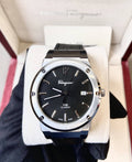 Salvatore Ferragamo F-80 Classic Black Dial Black Leather Strap Watch for Men - SFDT00219