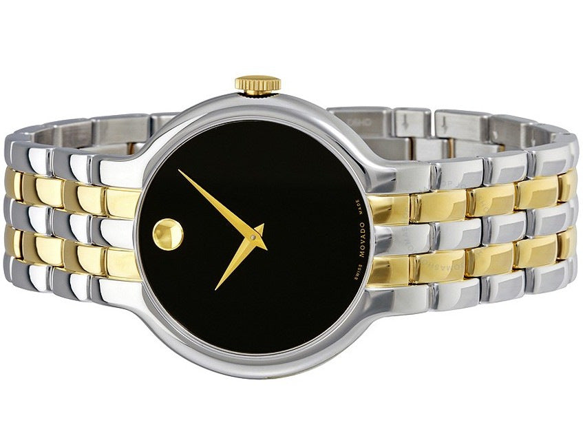 Movado Veturi Quartz Black Dial Two Tone Steel Strap Watch for Men - 0606932