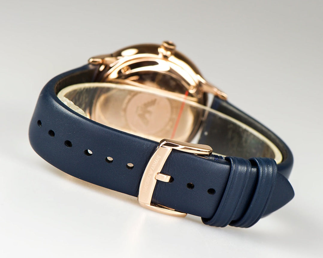 Emporio Armani Classic Quartz Blue Dial Blue Leather Strap Watch For Men - AR2071