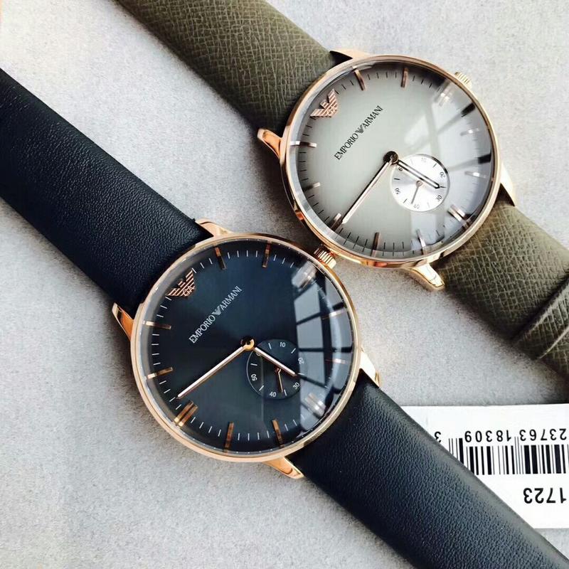 Emporio Armani Classic Quartz Blue Dial Blue Leather Strap Watch For Men - AR2071